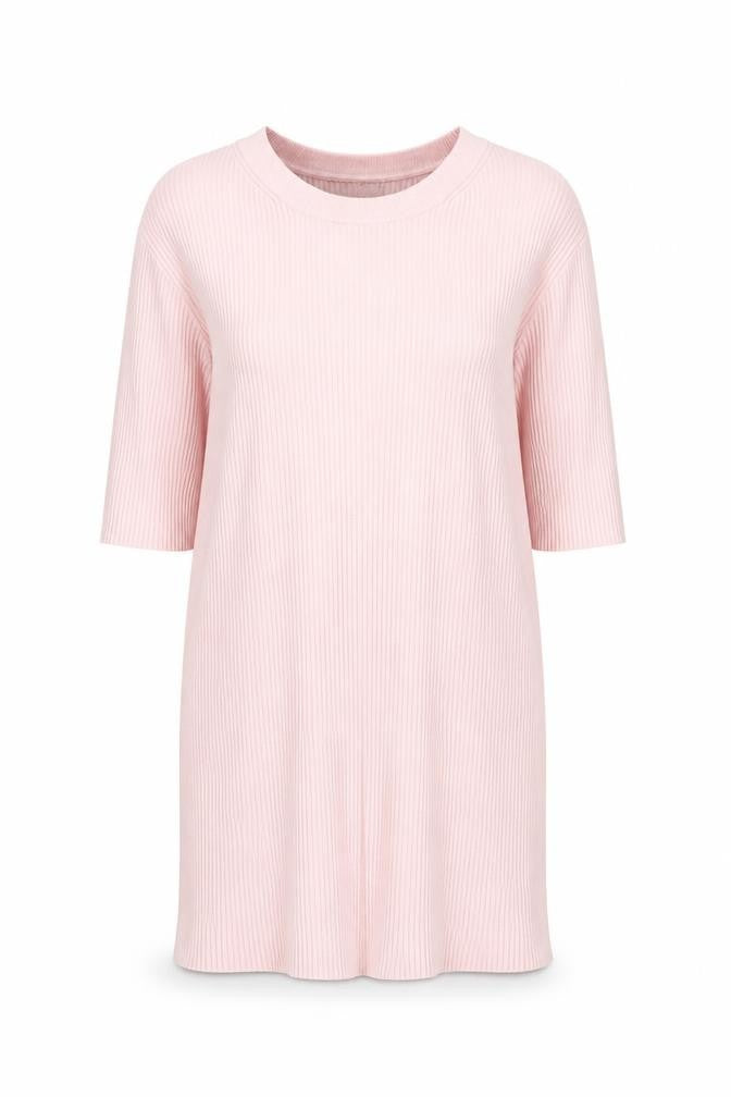 Marks and Spencer Womens Pink Ribbed Knit 3/4 Sleeve T-Shirt Size S