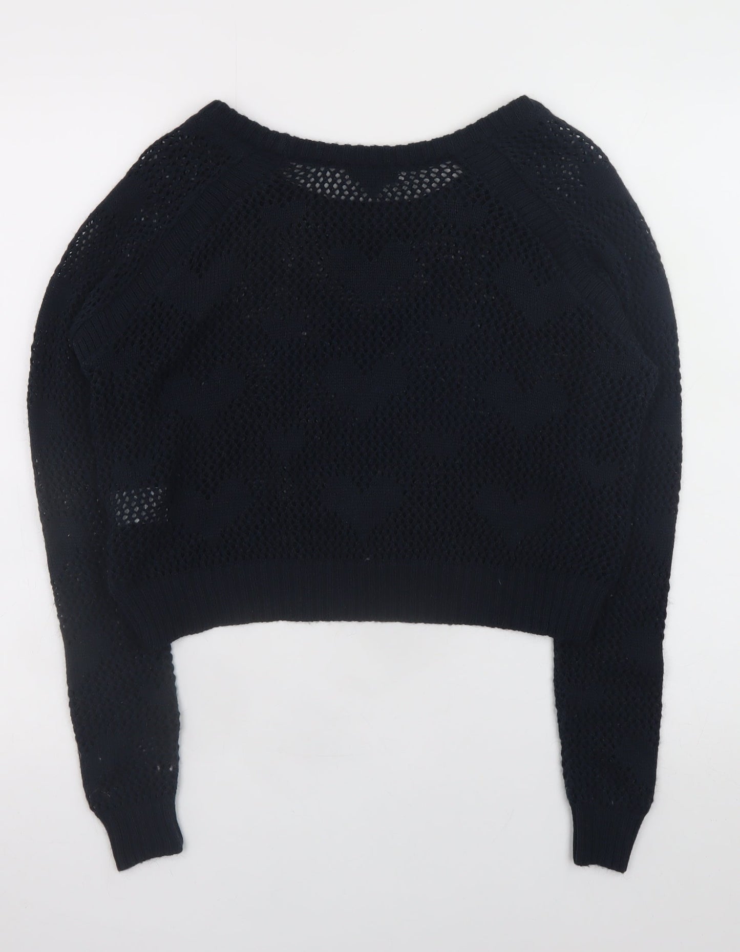 River Island Women’s Black Open Knit Pullover Jumper Size 8