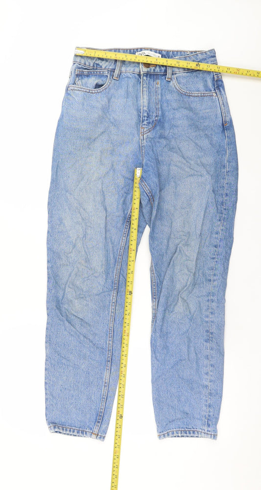 Zara Women Blue Mom High Rise Denim Jeans Size 8