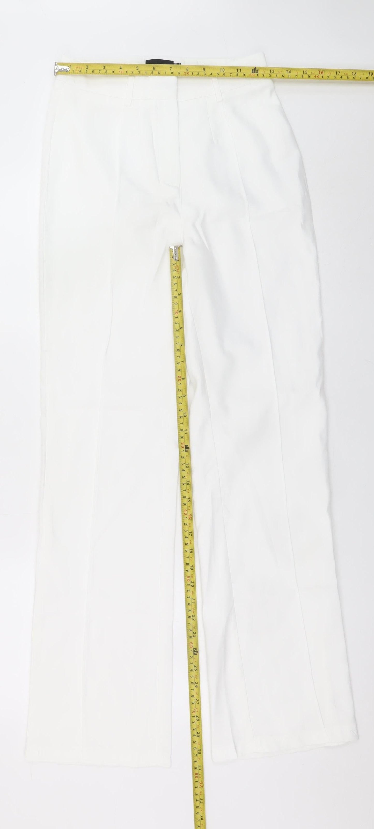 PrettyLittleThing Women’s White Wide Leg High Rise Trousers Size 8