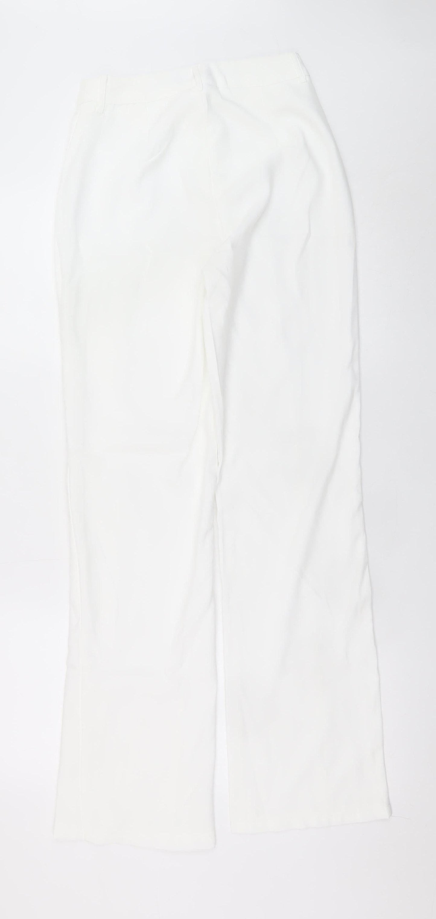 PrettyLittleThing Women’s White Wide Leg High Rise Trousers Size 8