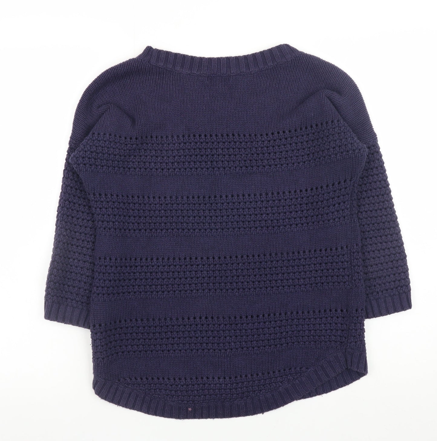 Gap Women's Blue Cotton Chunky Knit 3/4 Sleeve Pullover Jumper XS