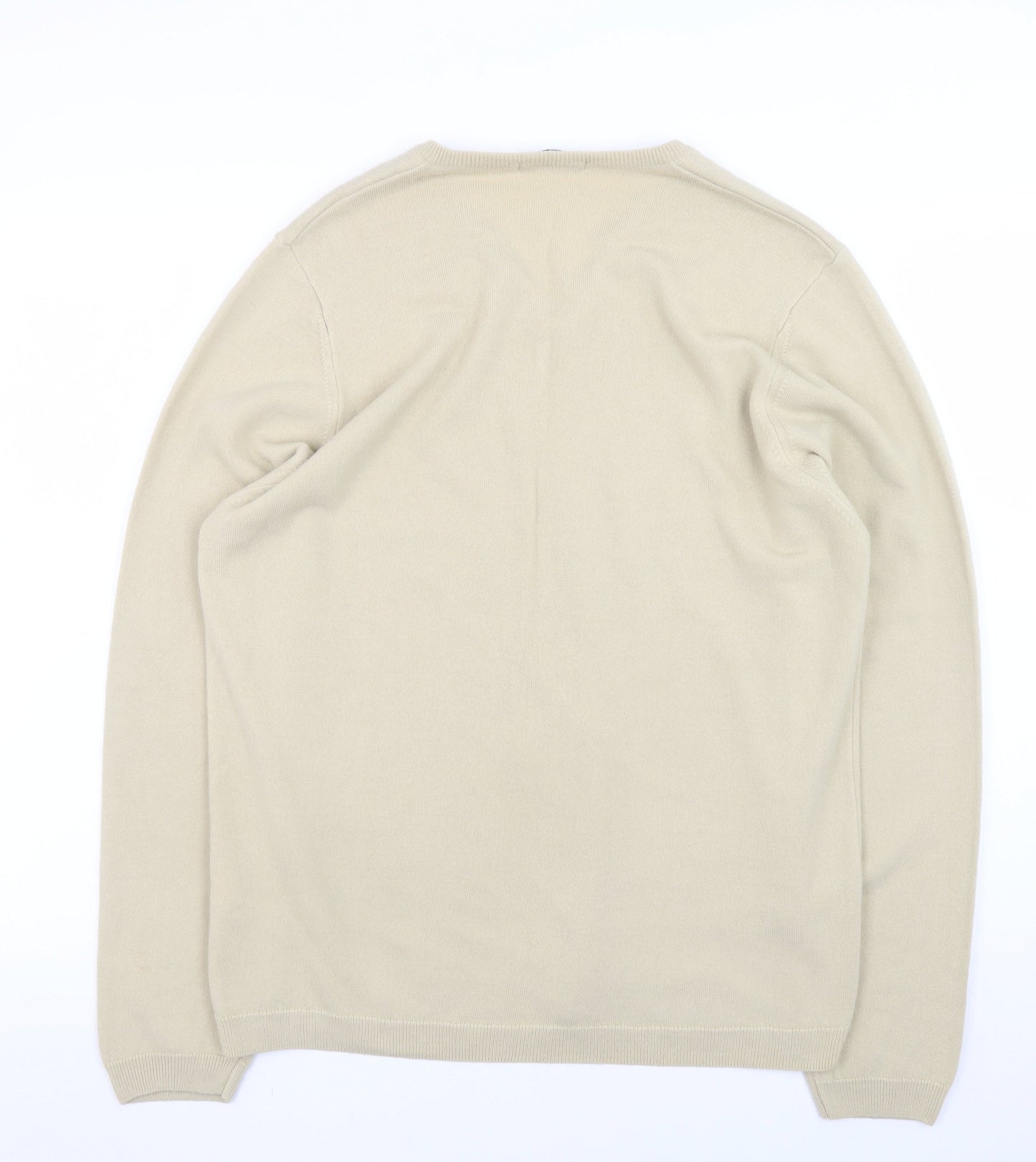 Marks and Spencer Men’s Beige V-Neck Acrylic Jumper Size M