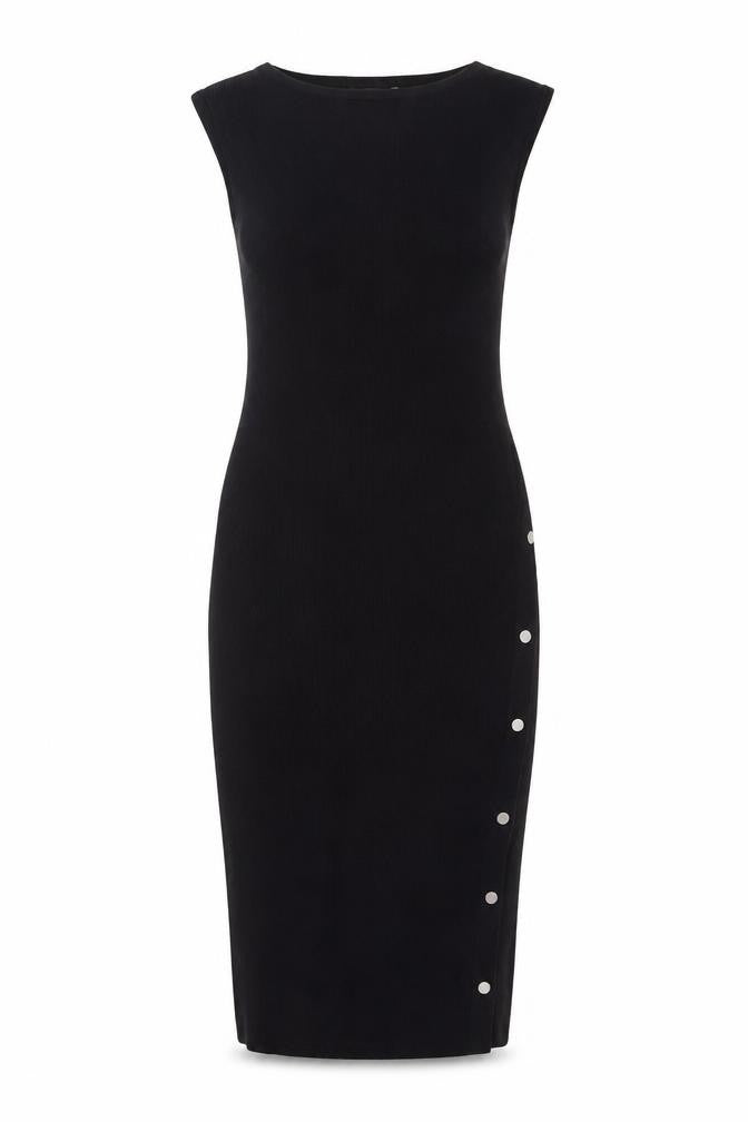 Mint Velvet Women Black Midi Bodycon Knit Dress Size S