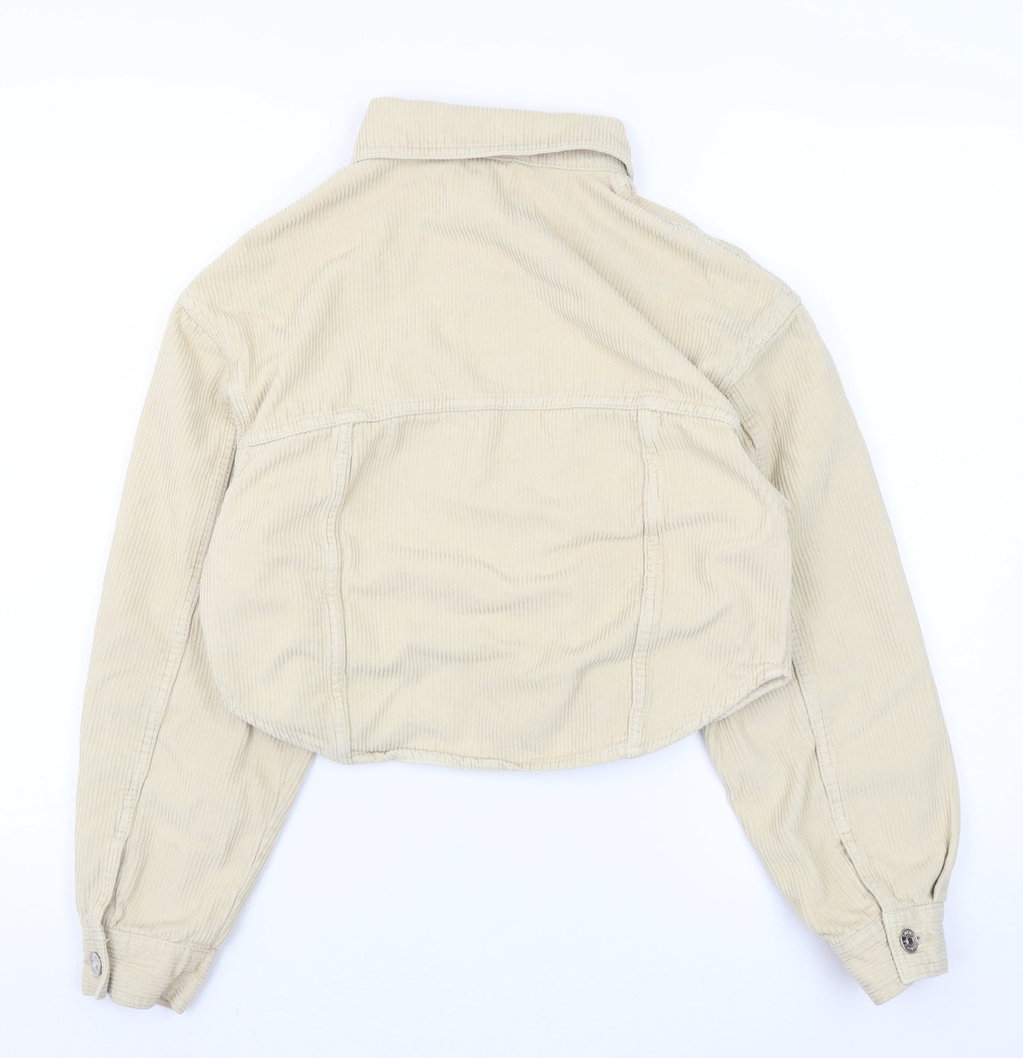 Bershka Womens Beige Corduroy Cropped Jacket XS