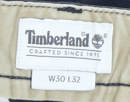 Timberland Men's Navy Blue Chino Trousers Size W30 L32 Cotton Blend