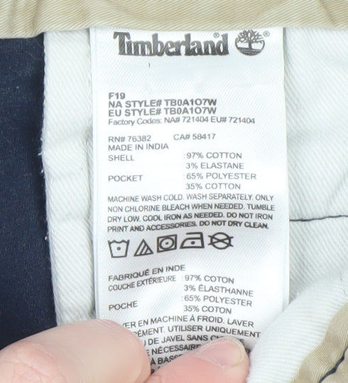Timberland Men's Navy Blue Chino Trousers Size W30 L32 Cotton Blend