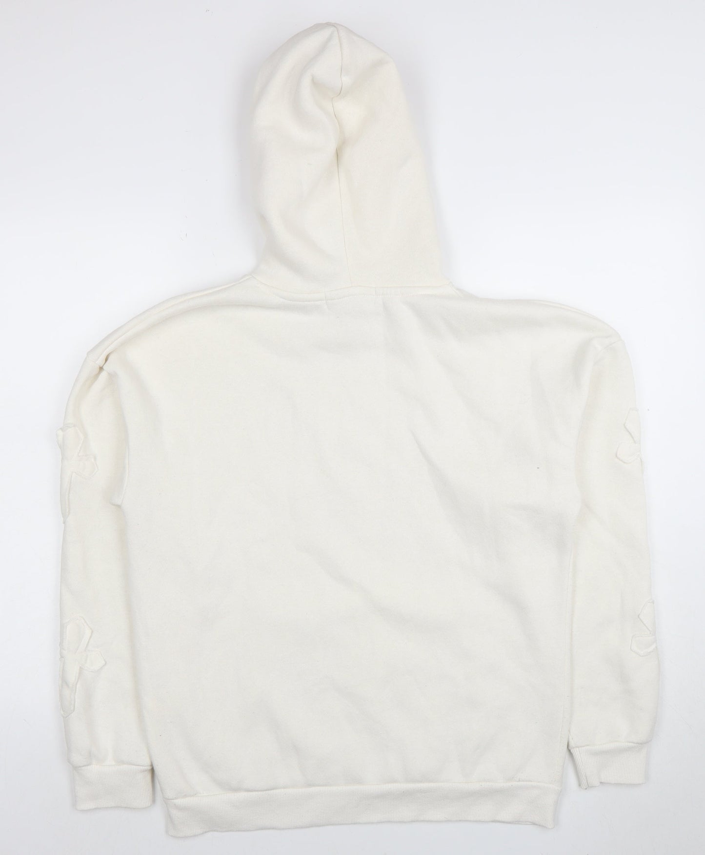 Paris Women’s Ivory Hoodie UK 8 Small Pullover Cross Detail Cotton Blend