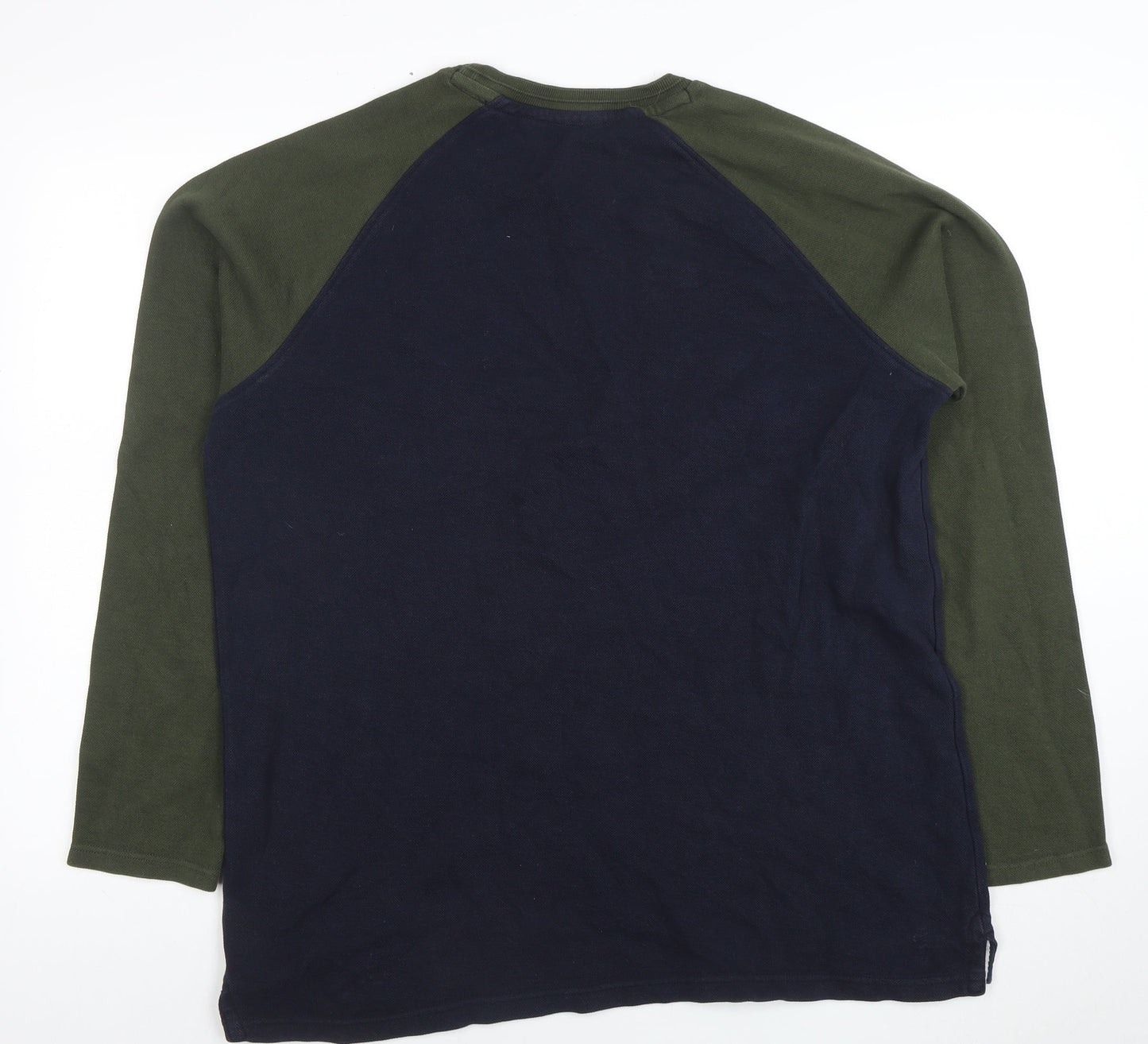 Nutmeg Men’s Blue & Green Long Sleeve Crew Neck Pullover Sweatshirt Size L