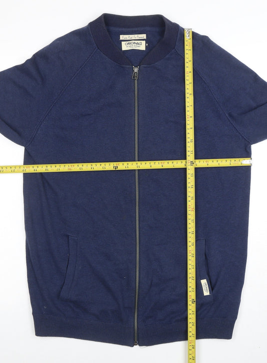 Jack & Jones Men's Blue Full Zip Cotton Blend Sweatshirt M