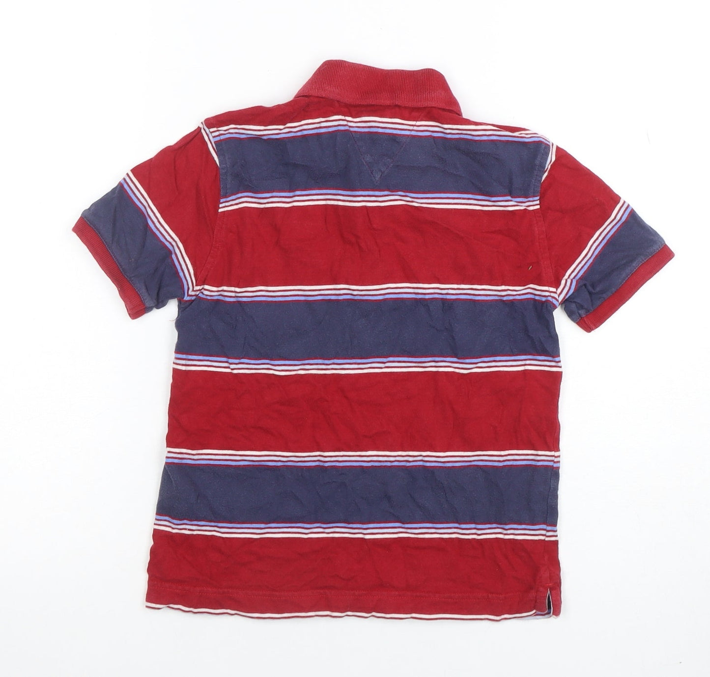 Tommy Hilfiger Boys Red Striped Cotton Polo Shirt 6 Years Classic Fit