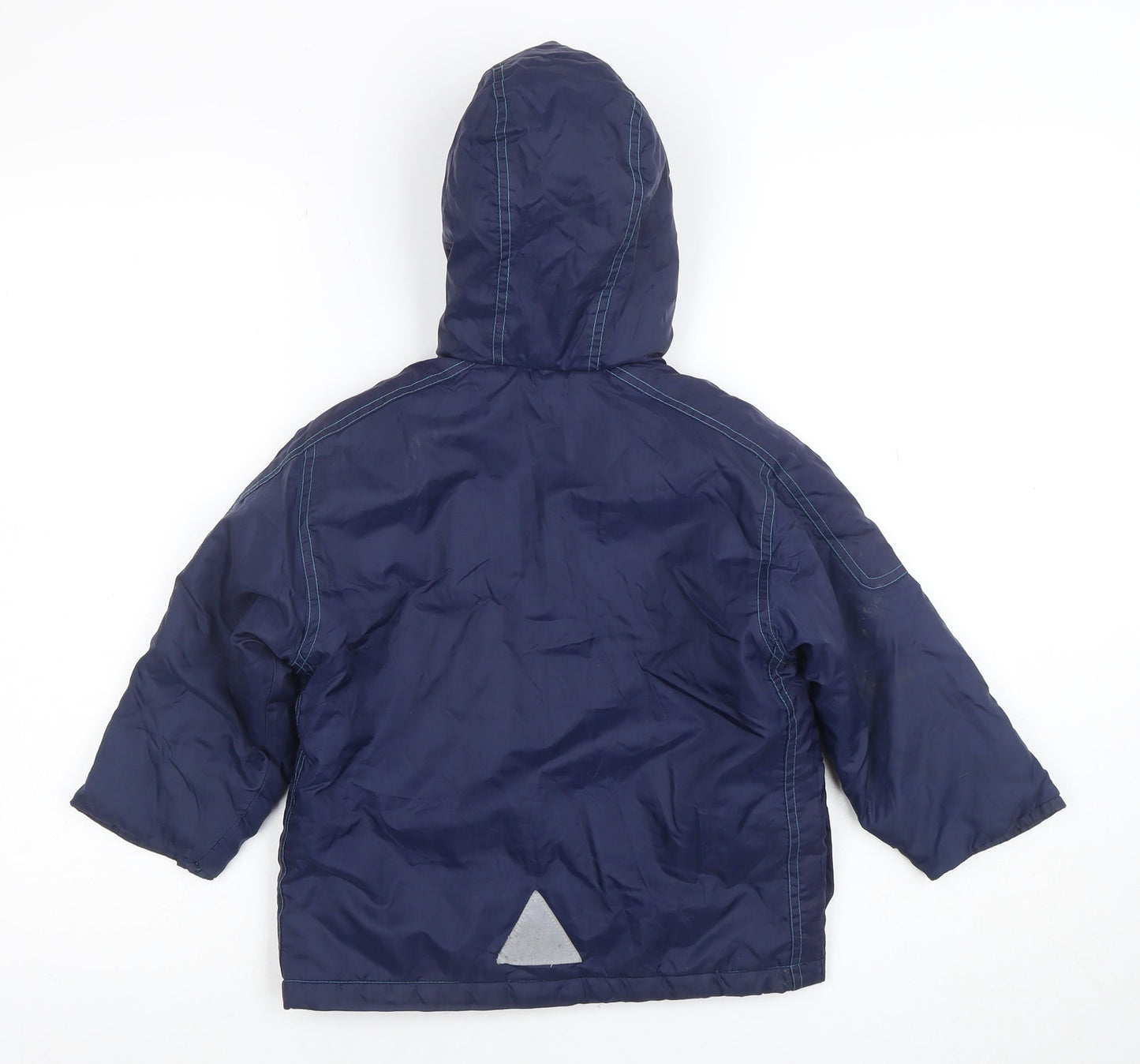 Mothercare Boys Blue Hooded Puffer Jacket 2-3 Years Waterproof Lined Coat