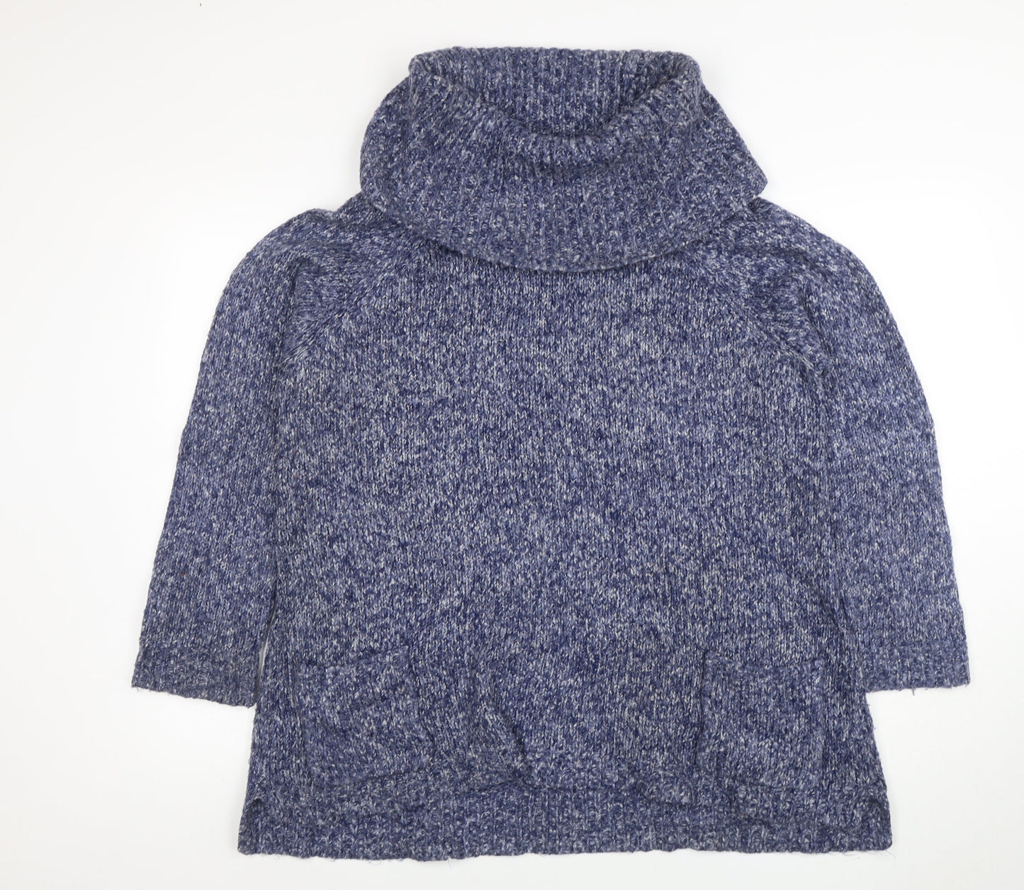 Marks and Spencer Women’s Blue Chunky Roll Neck Wool Jumper Size 18
