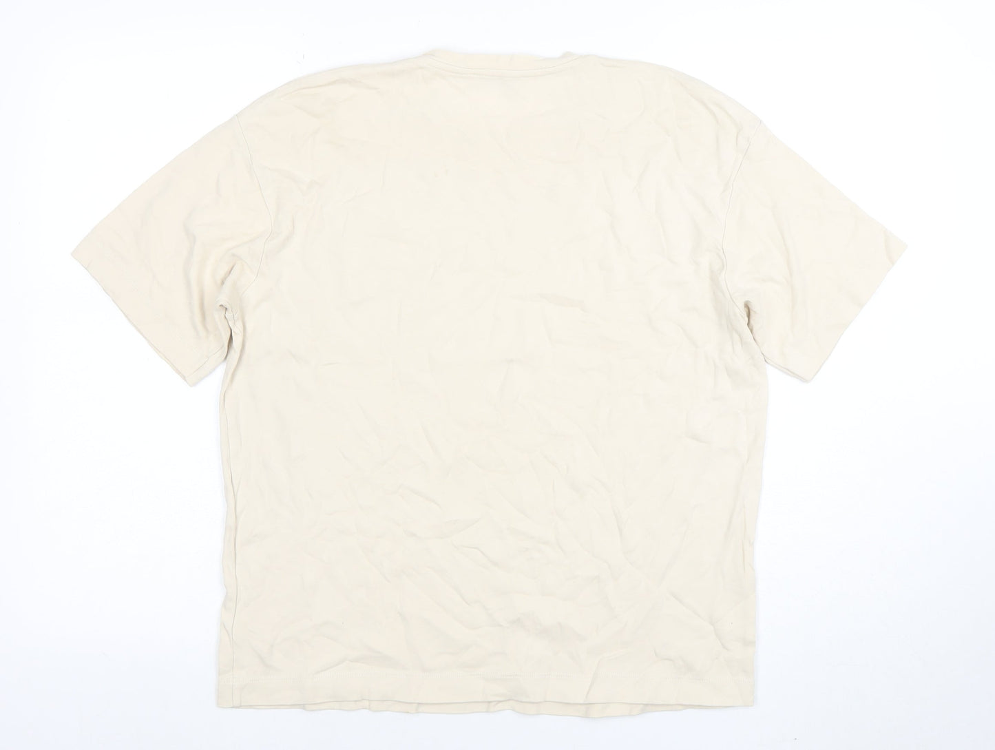 ZARA Men’s Beige Graphic Art Cotton T-Shirt Size L Regular Fit