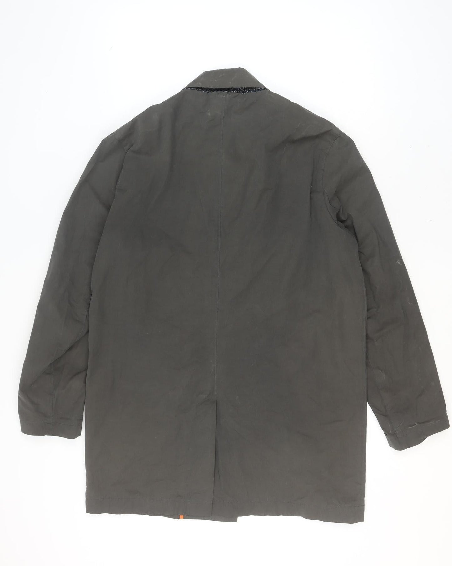 Wax London Men's Black L Cotton-Blend Mid-Length Overcoat