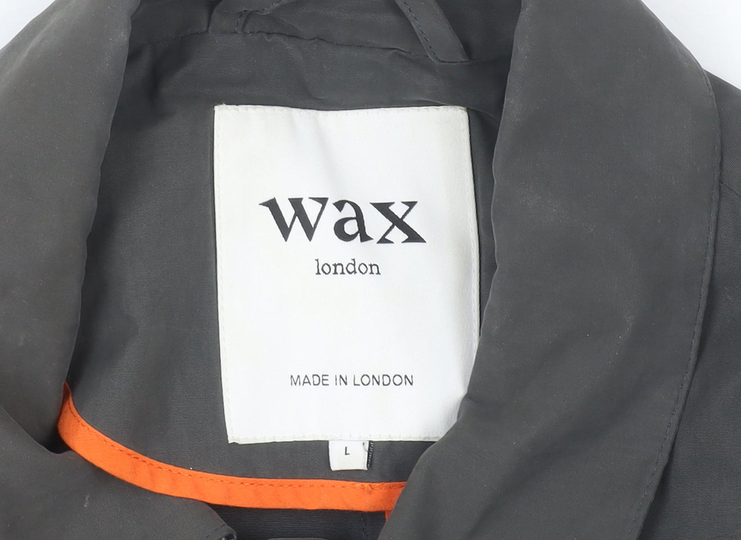 Wax London Men's Black L Cotton-Blend Mid-Length Overcoat