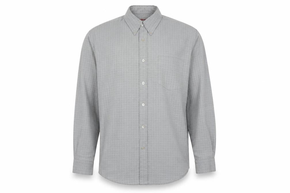 Lee Cooper Men's Grey Check Button-Down Long Sleeve Shirt M