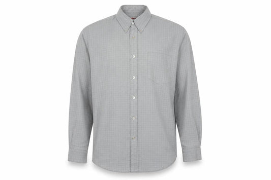 Lee Cooper Men's Grey Check Button-Down Long Sleeve Shirt M
