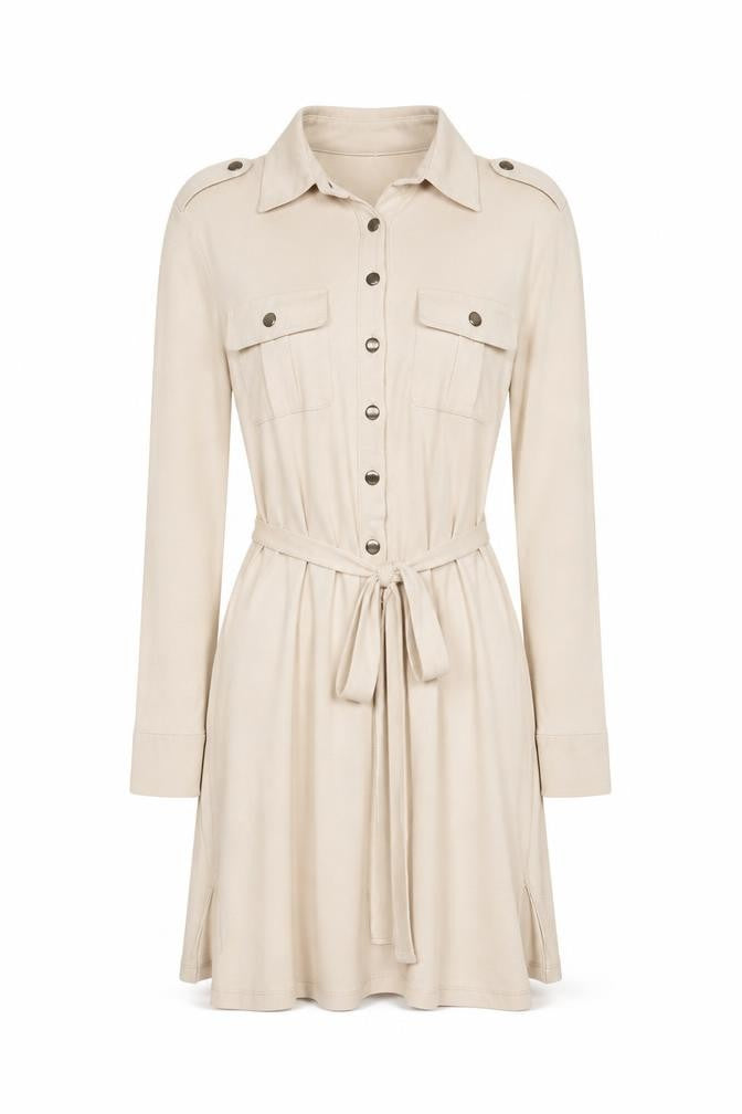 Anayi Women’s Beige Collared Button-Up Tunic Shirt UK 8