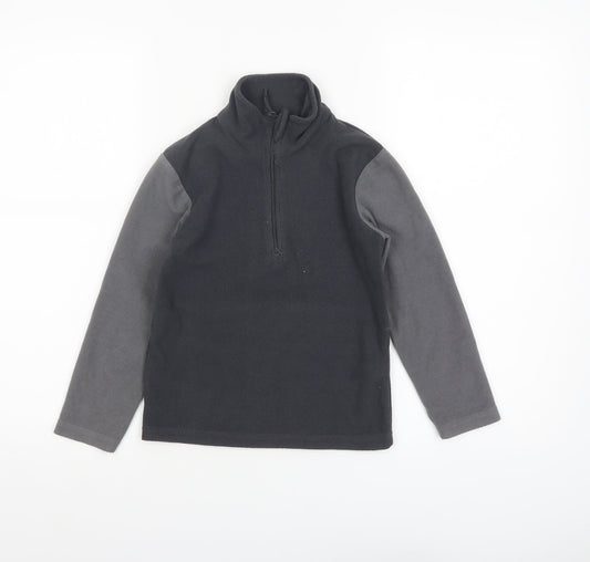 Mountain Warehouse Boys Black Fleece 1/4 Zip Pullover Sweatshirt 5-6 Years