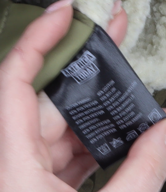 America Today Women's Green Hooded Parka Coat XS Long Lined