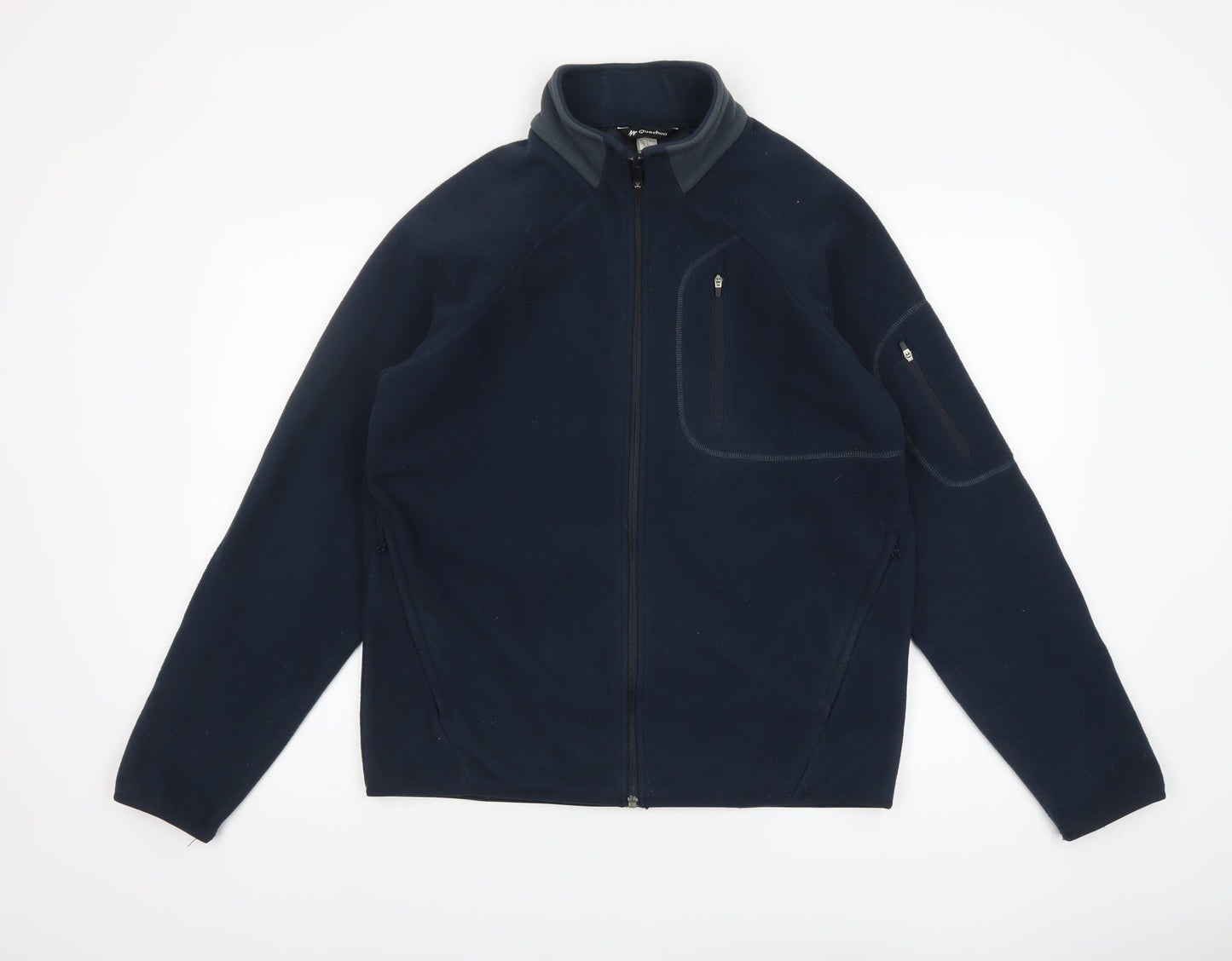 Quechua Men's Blue Fleece Full Zip Jacket L Regular Fit Outdoor