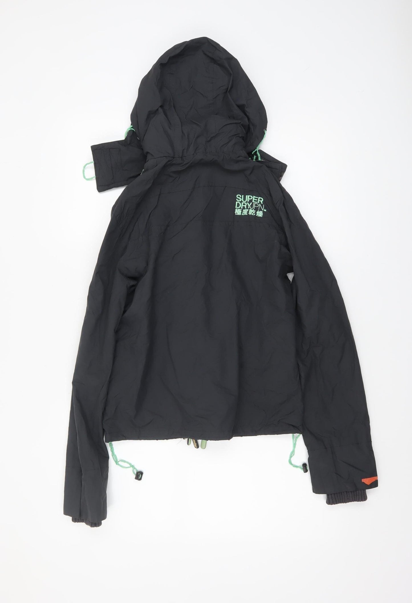 Superdry Women Black Windcheater Hooded Windbreaker Jacket Size M