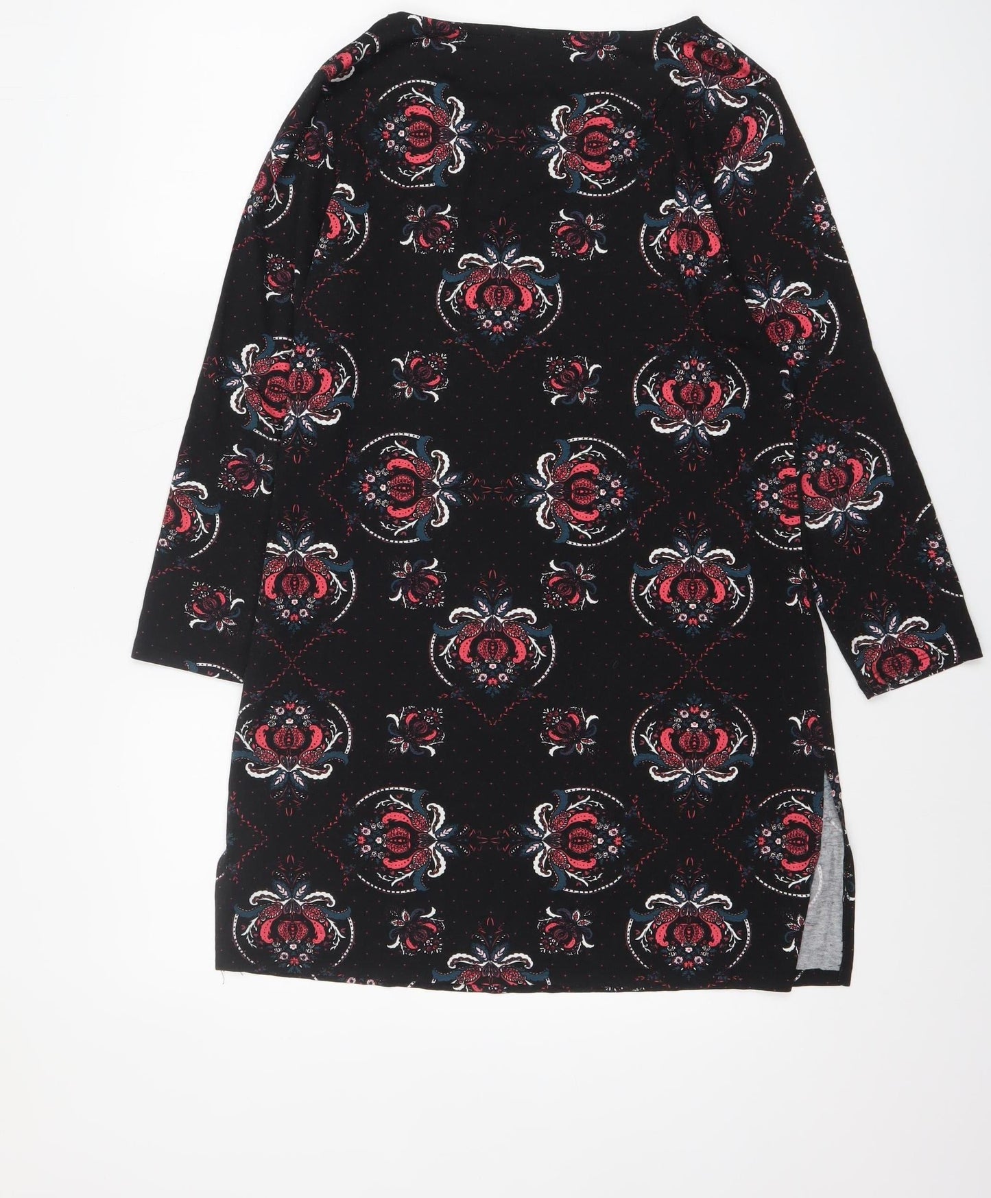 Principles Women's Black Floral Tunic Top Size 12 Viscose Stretch