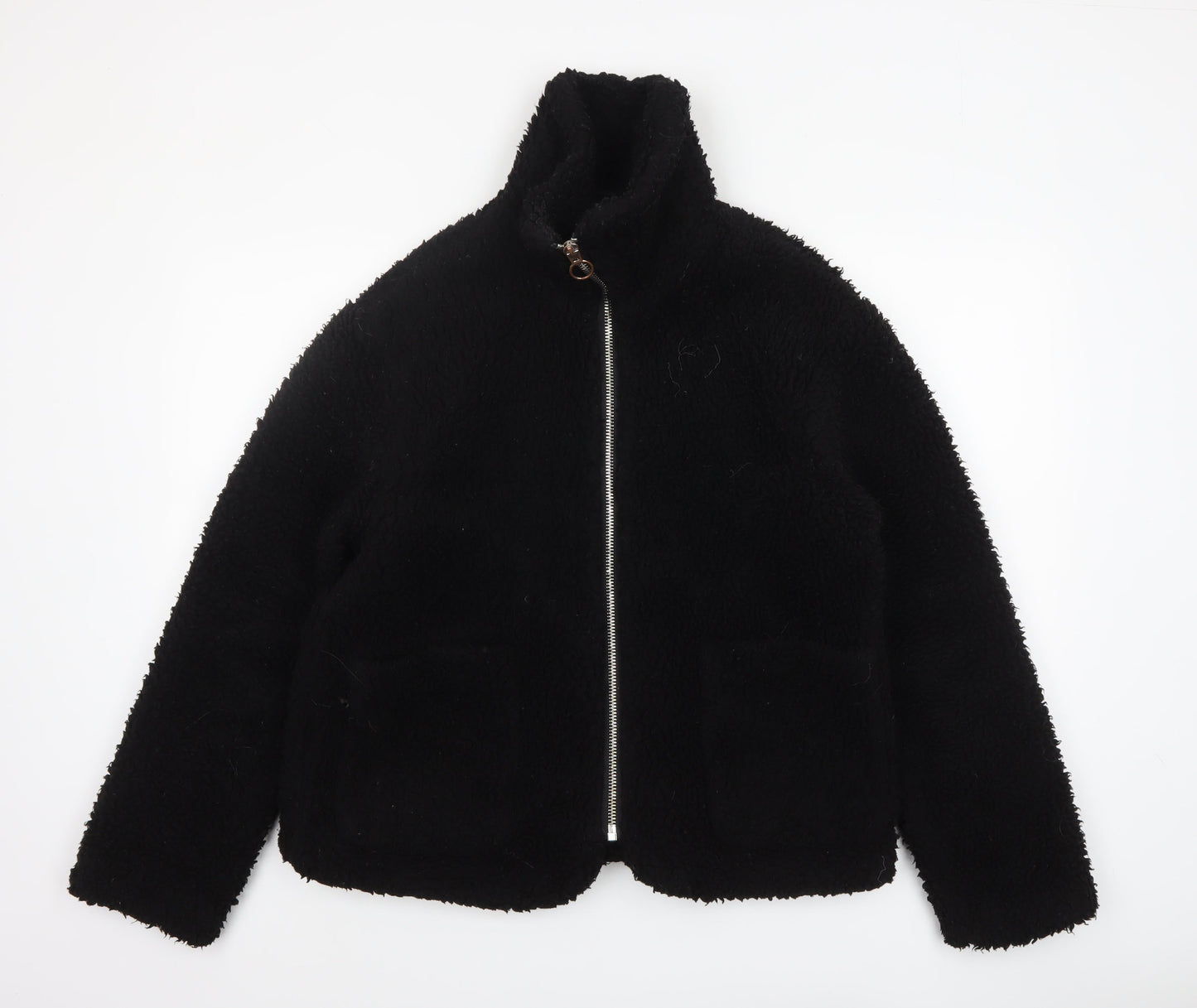 Topshop Women's Black Fleece Zip Up Jacket Size M