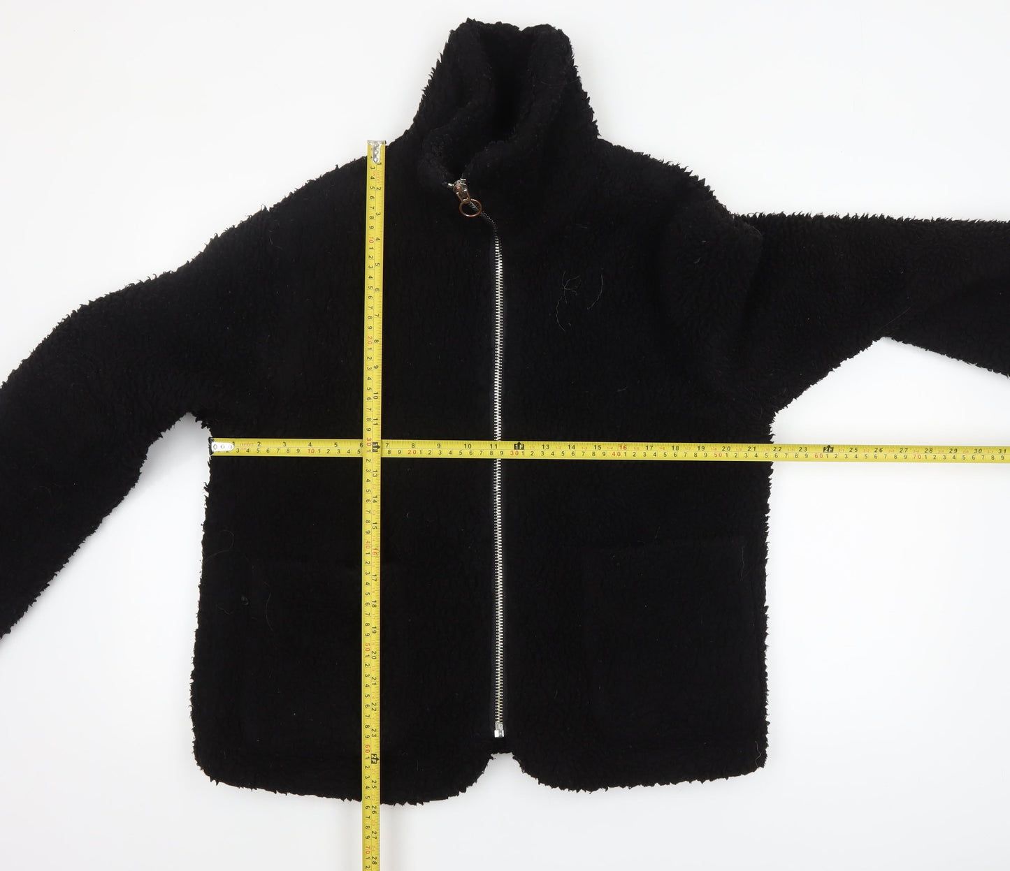 Topshop Women's Black Fleece Zip Up Jacket Size M