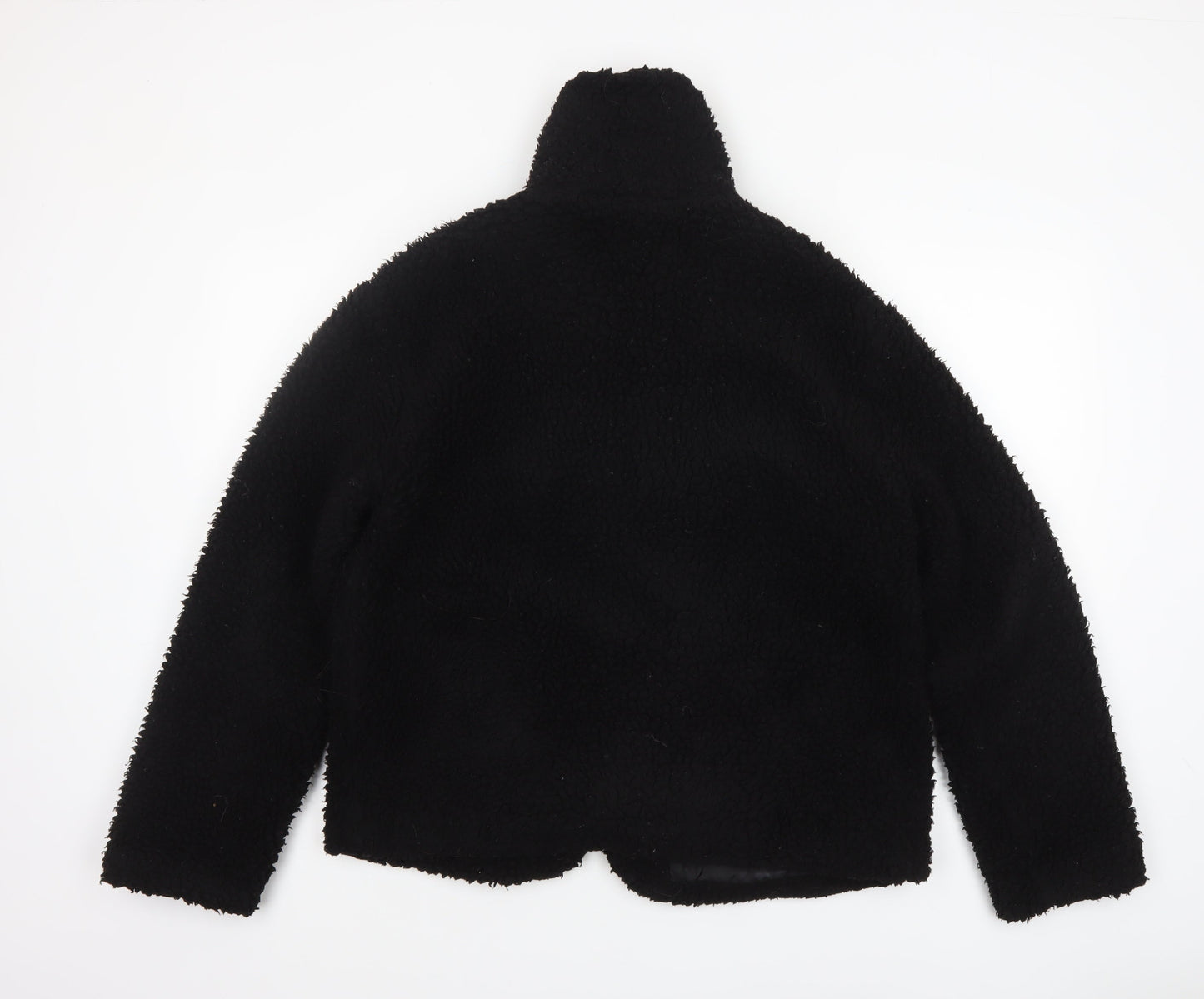 Topshop Women's Black Fleece Zip Up Jacket Size M