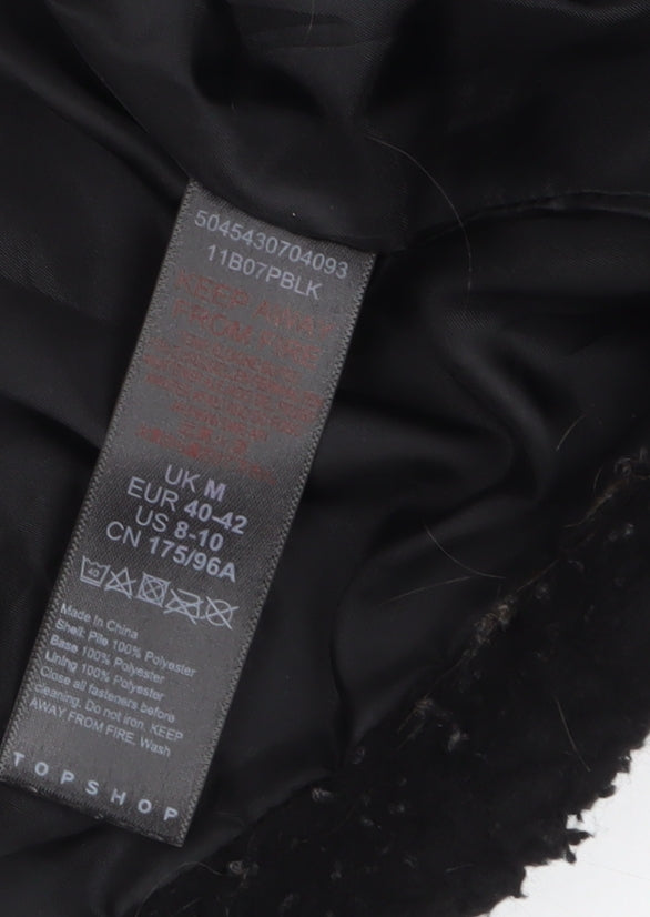 Topshop Women's Black Fleece Zip Up Jacket Size M