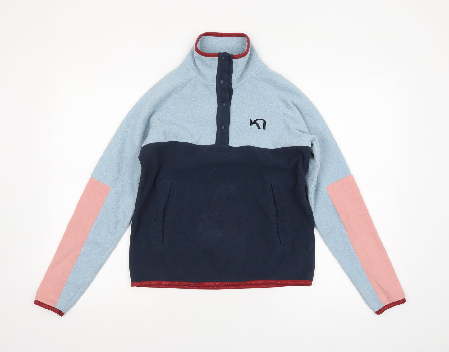 Kari Traa Womens XS Blue Pink Fleece Pullover Sweatshirt