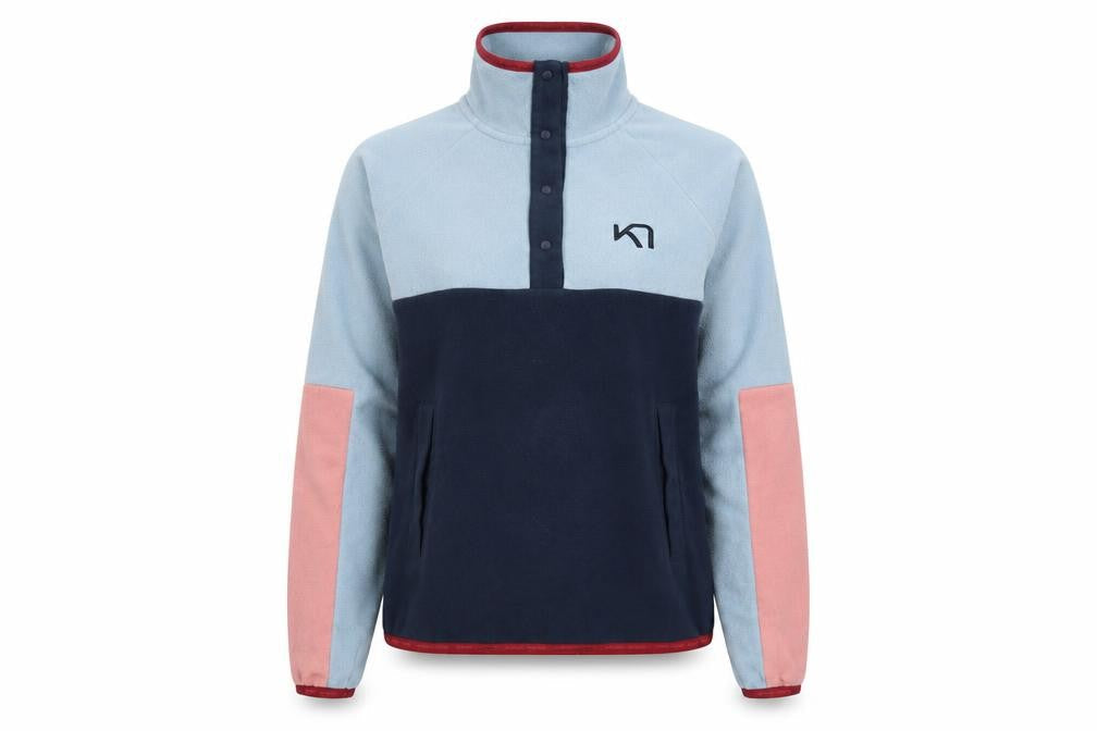 Kari Traa Womens XS Blue Pink Fleece Pullover Sweatshirt
