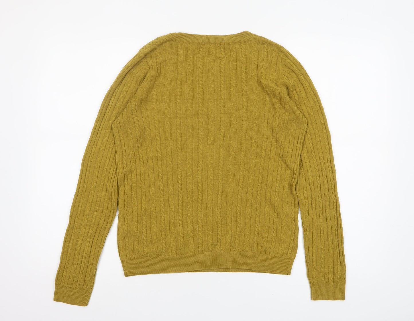 Tu Womens Yellow Cable Knit Crew Neck Jumper Size 12