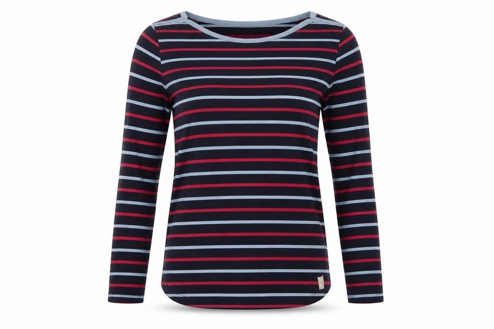 FatFace Women Blue Striped Long Sleeve Cotton Breton T-Shirt UK 8
