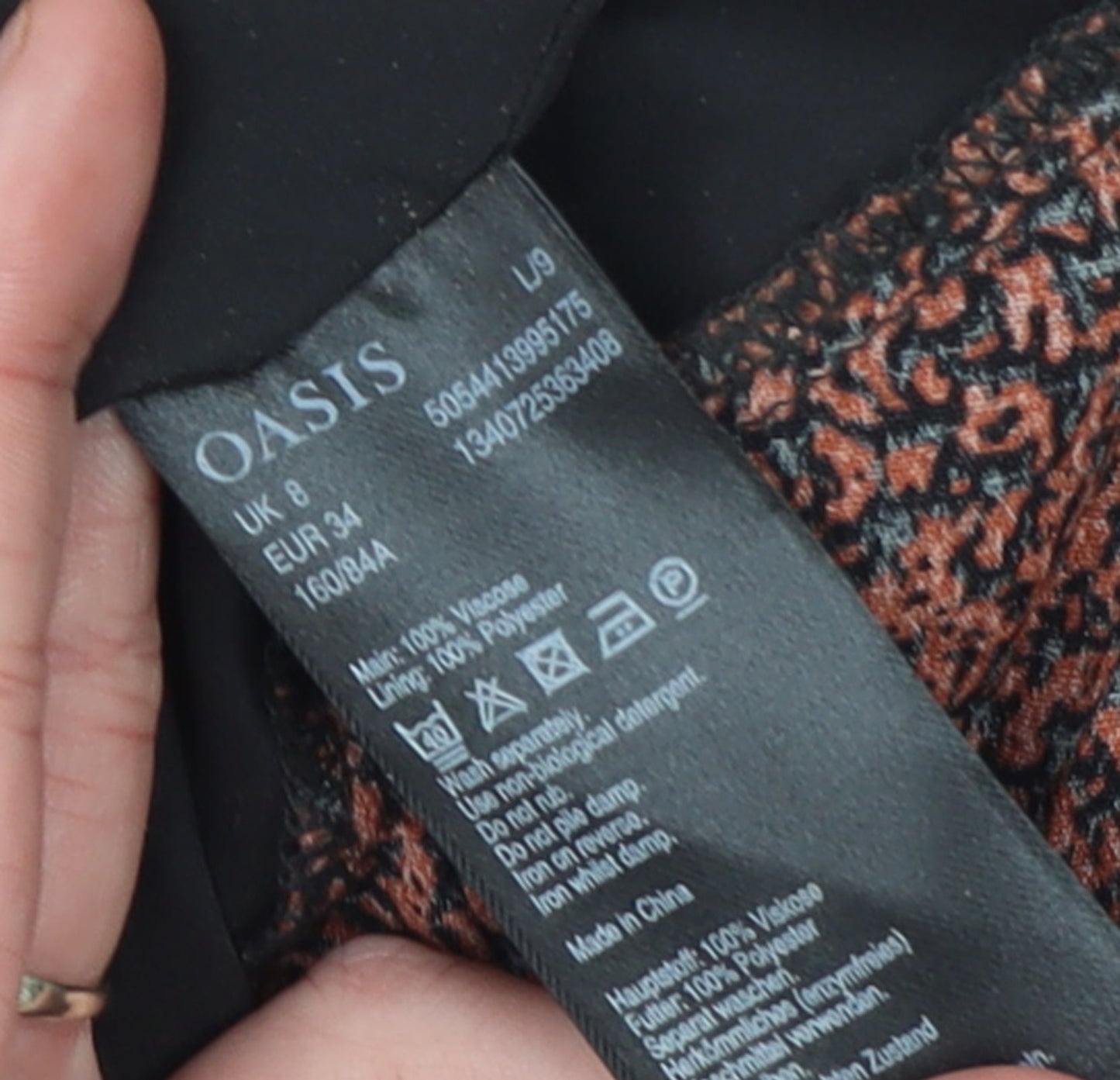 Oasis Women Brown Animal Print A-Line Belted Dress UK 8