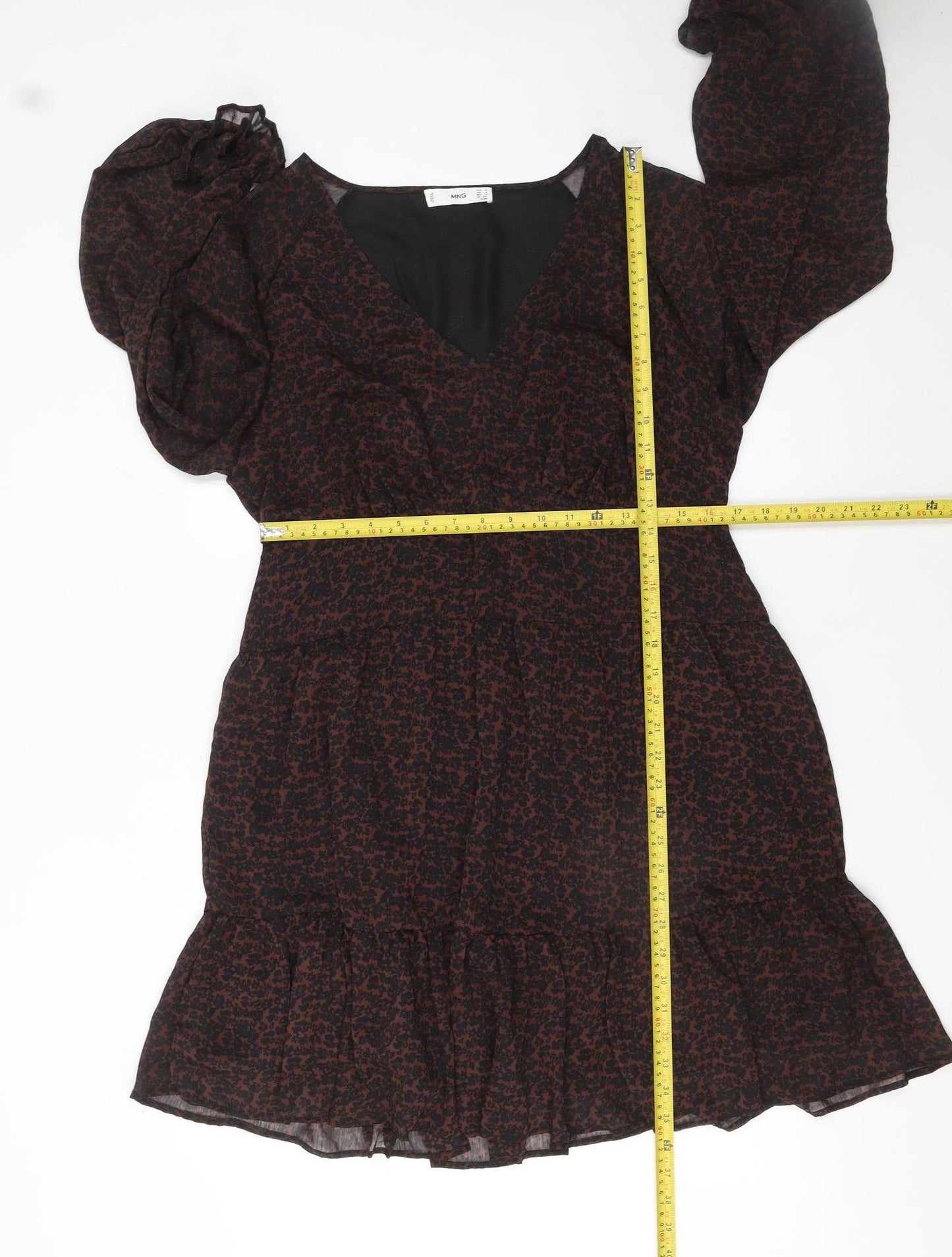 MNG Women's Brown Animal Print Long Sleeve Shift Dress Size 16
