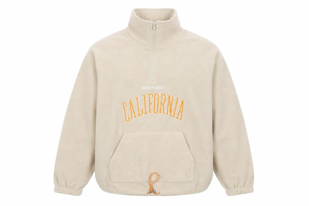 boohooMAN Men’s Beige Fleece Quarter Zip California Sweatshirt Size M
