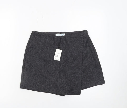 Primark Women Grey Size 8 Wrap Shorts 100% Polyester