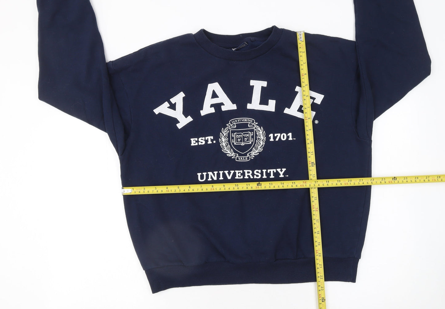 NEXT Womens Navy Yale University Logo Sweatshirt UK 8 Cotton Blend