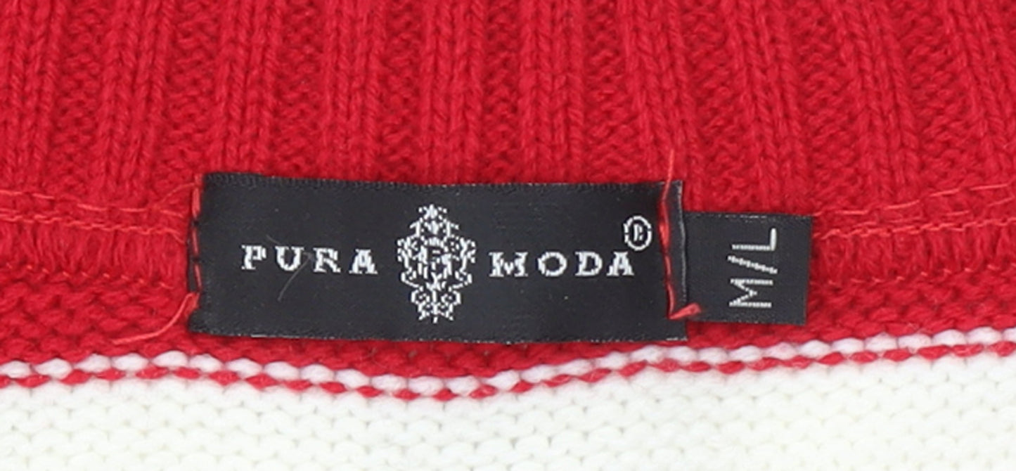 Pura Moda Women's Multicoloured M Crew Neck Knit Patriotic Jumper