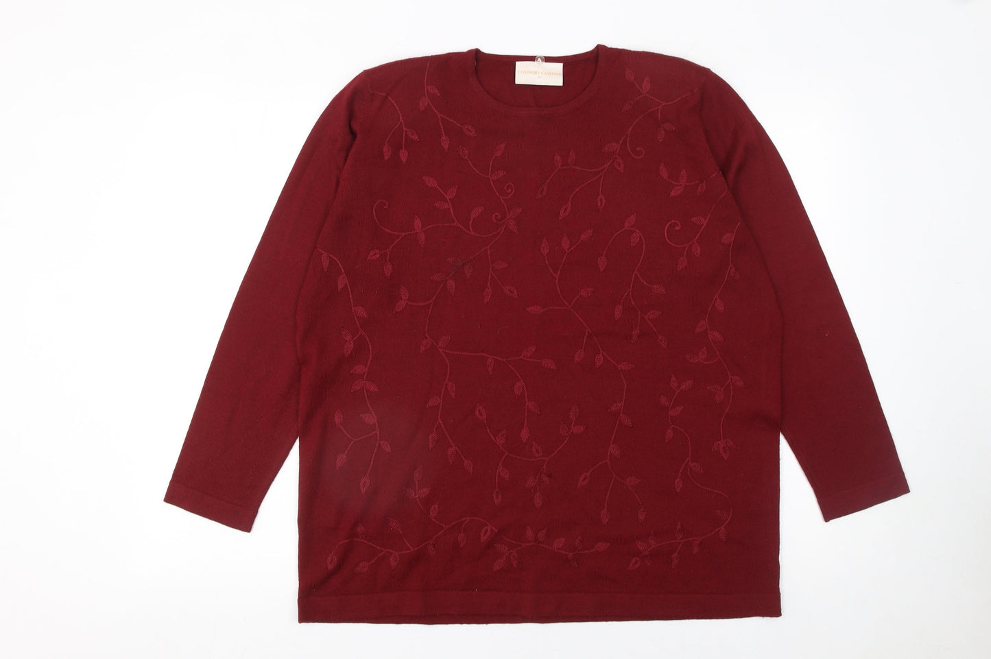 Country Casuals Women's Red Floral Wool Blend Jumper Size L
