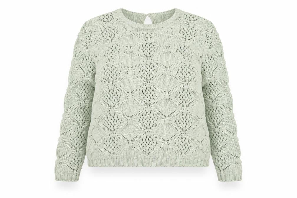 Primark Women’s Green Open-Knit Cotton Blend Jumper Size 12