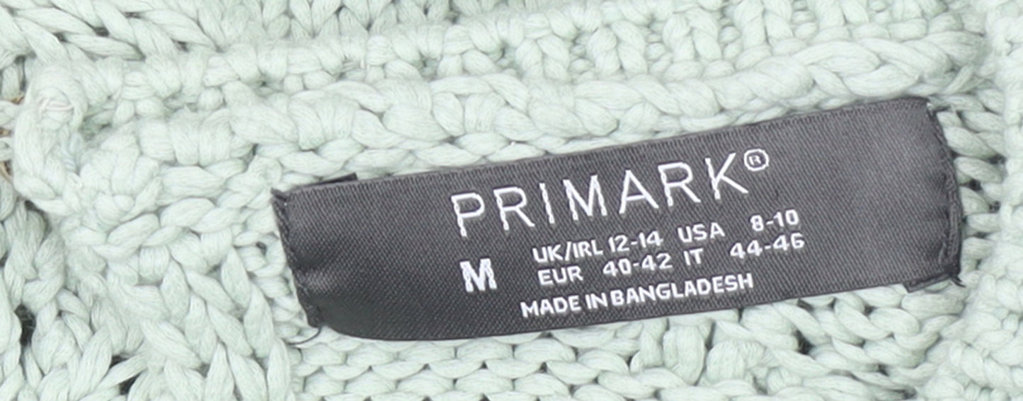 Primark Women’s Green Open-Knit Cotton Blend Jumper Size 12