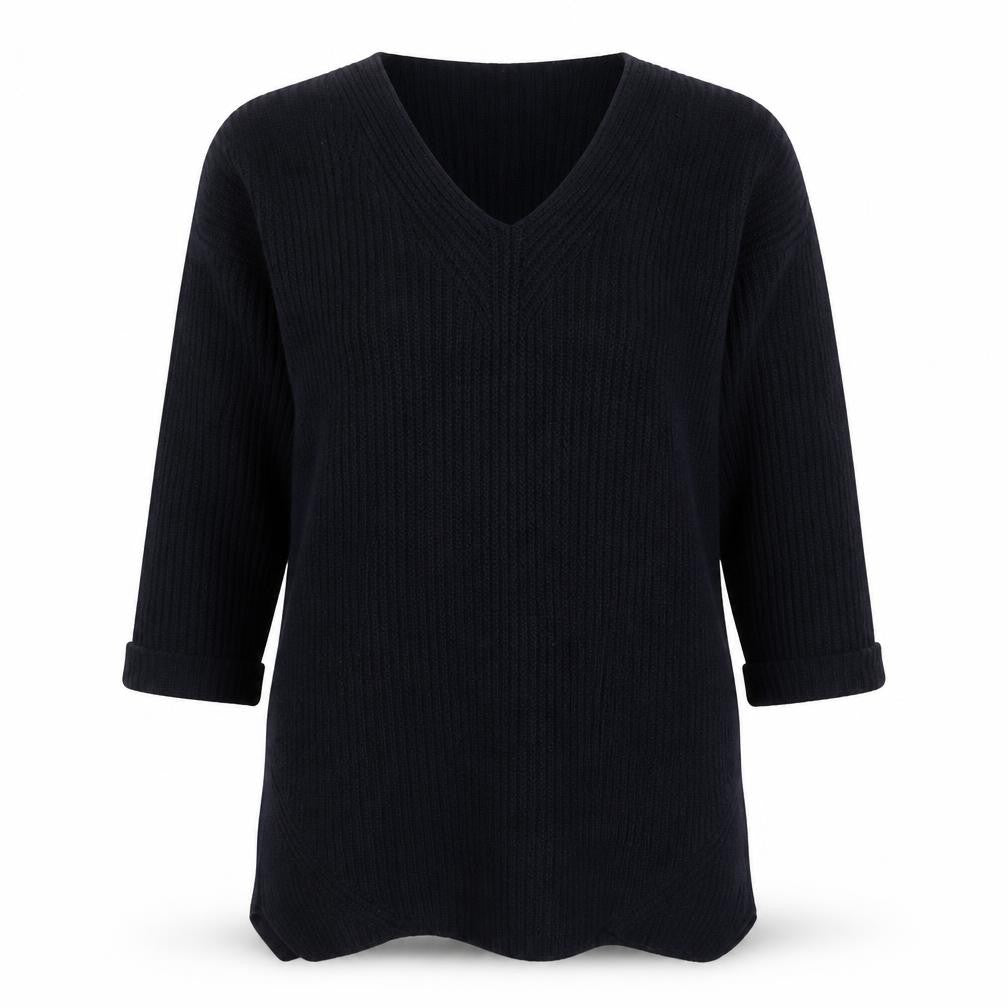 Marks and Spencer Women’s Black Wool Blend V-Neck Pullover Jumper Size 14