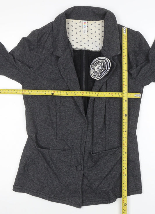 Denim Co Women's Grey Blazer UK 8 Regular Fit One-Button Jacket