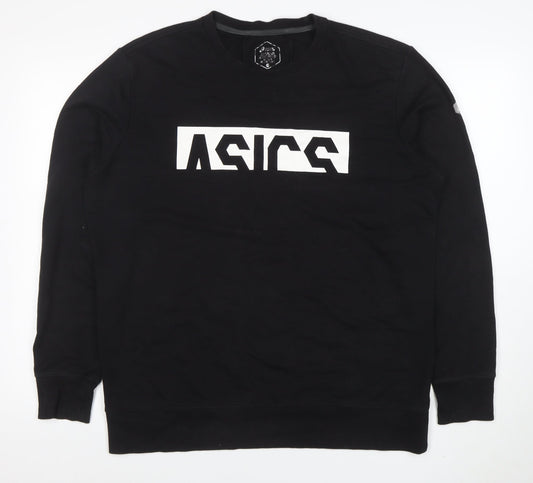 ASICS Men's Black 2XL Crew Neck Graphic Logo Sweatshirt