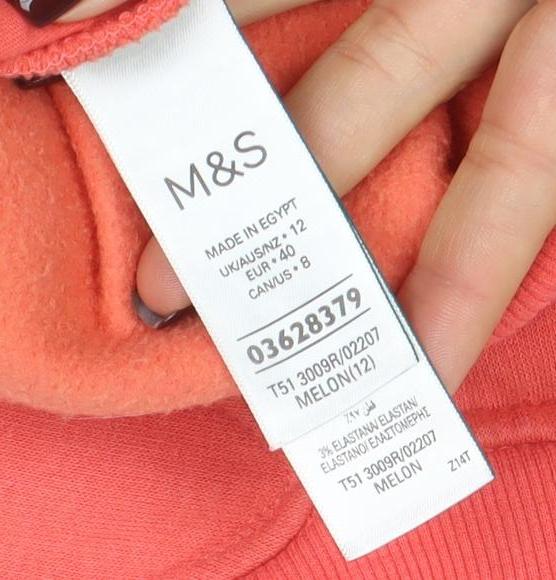 Marks and Spencer Women Coral Pullover Sweatshirt Size 12 Cotton Blend