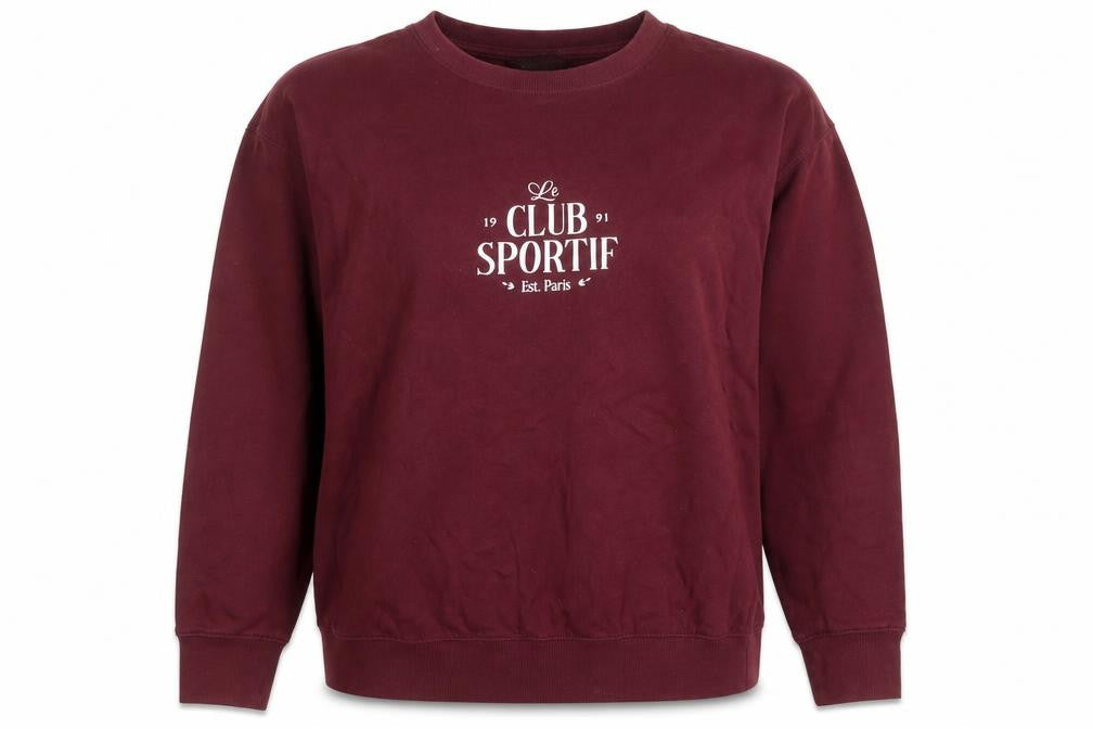 New Look Womens Burgundy Pullover Sweatshirt Size M Le Club Sportif Print